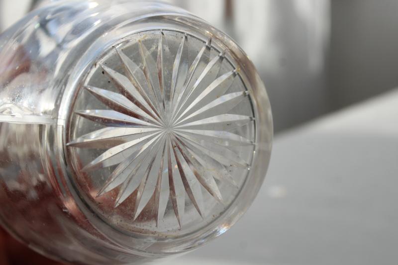 Heisey poppy pattern etched glass cruet, midcentury vintage elegant glass w/ poppies floral