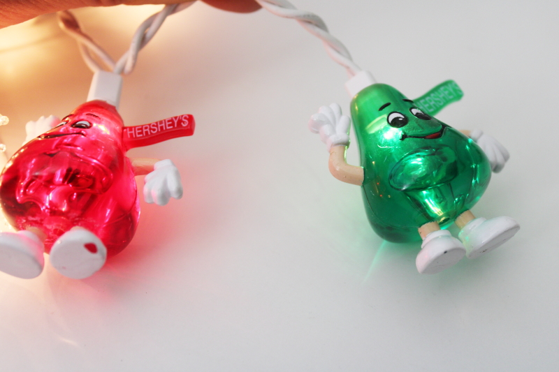 Hersheys Kisses red  green Christmas light bulb covers for mini lights 90s vintage