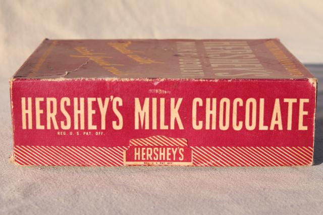 Hershey's milk chocolate bars, undated vintage candy store counter box