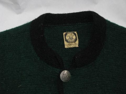 Hofer - Austria, men's vintage boiled wool Alpine jacket w/ coin 