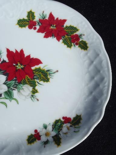 Holiday Bouquet Christmas holly Schumann Bavaria oval plate serving dishes