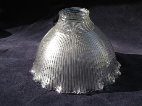 Holophane orig antique prismatic glass shade, vintage industrial light
