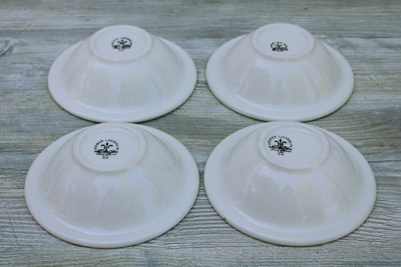 Homer Laughlin Best China, classic plain white ironstone fruit or cereal bowls, vintage restaurant ware