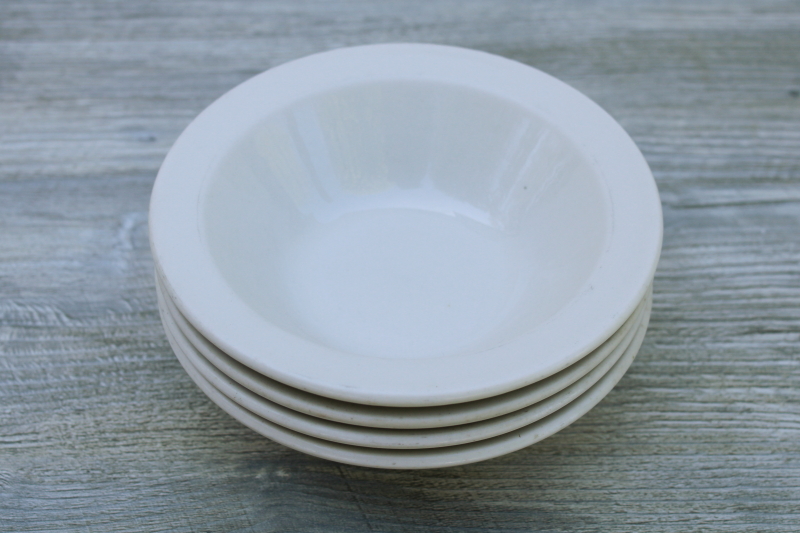 Homer Laughlin Best China, classic plain white ironstone fruit or cereal bowls, vintage restaurant ware