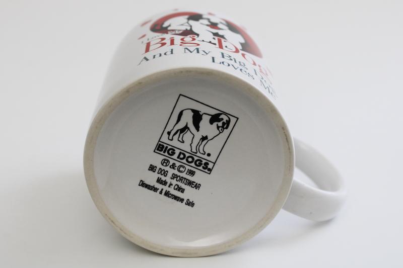 I Love My Big Dog 1990s vintage Big Dogs ceramic mug, retro coffee cup
