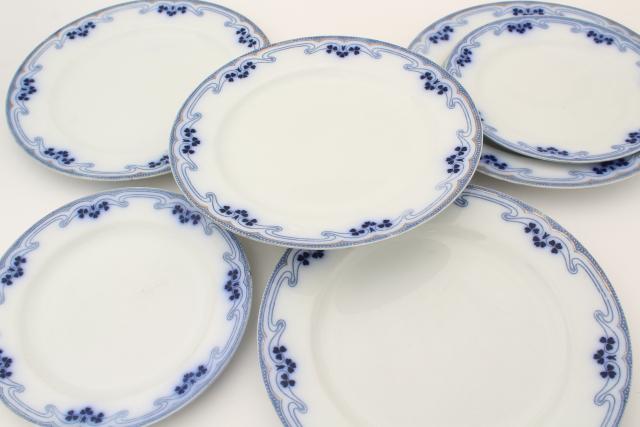 Idris flow blue china Grindley - England, antique Art Nouveau vintage plates