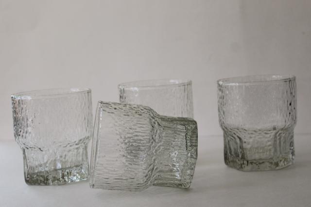 Iittala ice textured tumblers, mid century mod vintage on the rocks old fashioned glasses