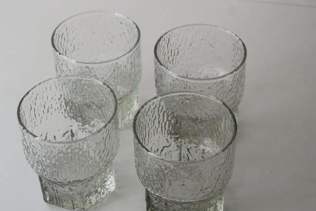 Iittala ice textured tumblers, mid century mod vintage on the rocks old fashioned glasses