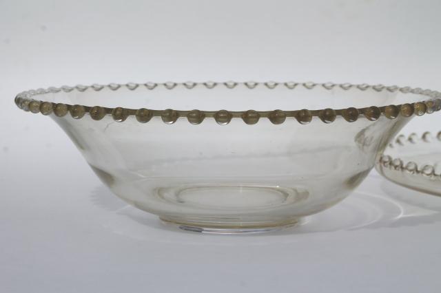 Imperial Candlewick bead edge vintage elegant glass salad bowl & sandwich tray plate