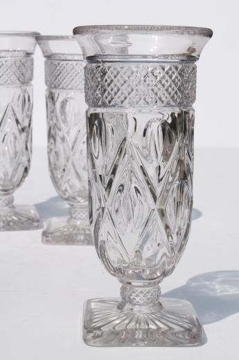 Imperial Cape Cod pattern glass footed tumblers / parfait glasses