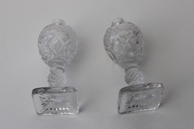 Imperial Cape Cod pattern glass tall shakers without lids, vintage S&P