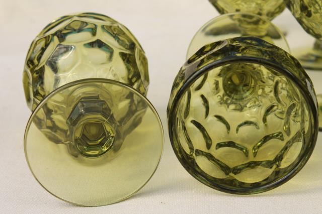 Imperial Provincial (Heisey Whirlpool) pattern glass water goblet glasses verde green