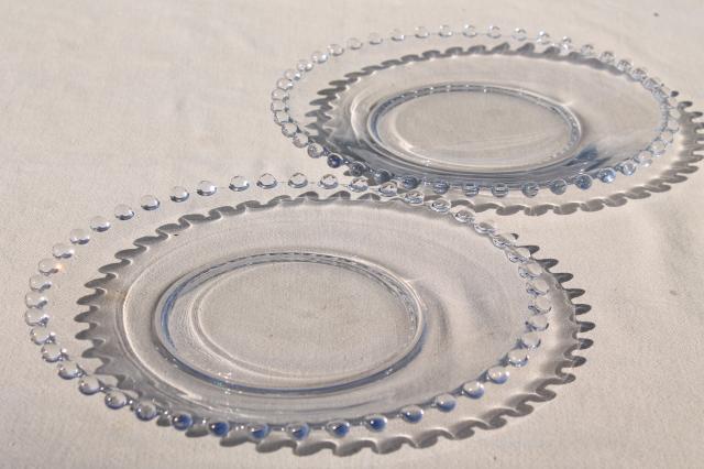 Imperial candlewick pattern, crystal clear vintage elegant glass luncheon / salad plates