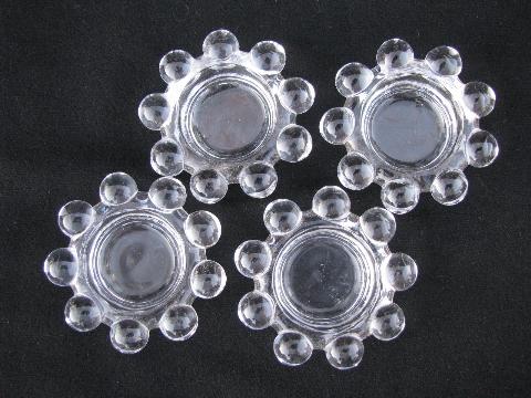 Imperial candlewick pattern glass, individual salt dip dishes, set of four salts