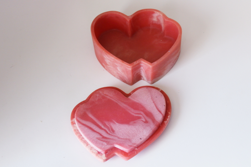 Incolay stone pink marble hearts trinket box I Love You, nice for Valentine s day