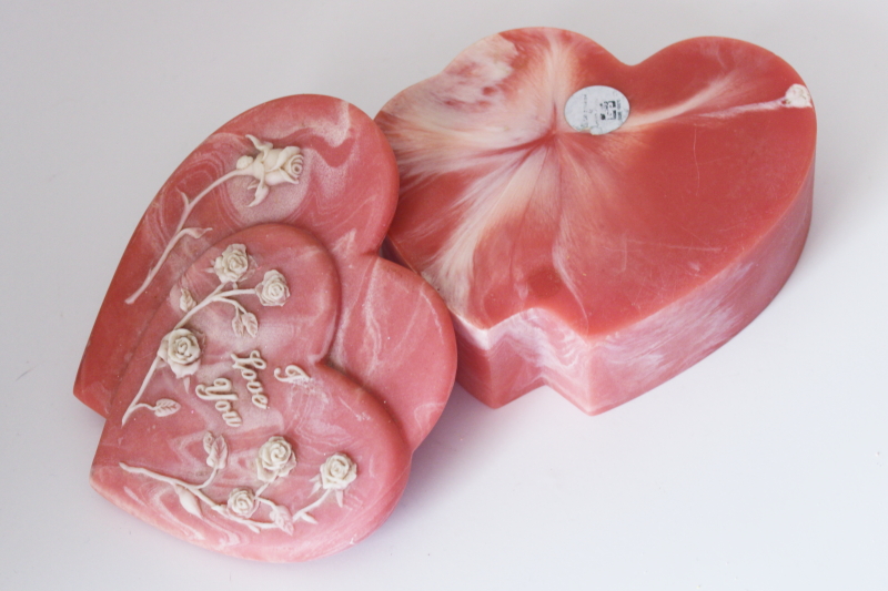 Incolay stone pink marble hearts trinket box I Love You, nice for Valentine s day