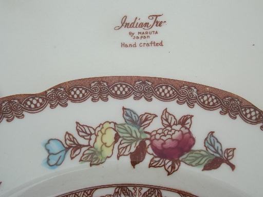 India Tree pattern dinner plates, vintage Maruta Japan Indian Tree