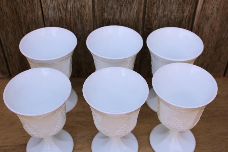 Indiana harvest grapes milk glass goblets, water or wine glasses farmhouse fall neutral decor