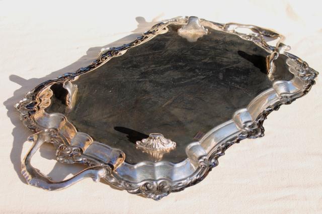 International silver plate tray, tea set serving tray or hall table tray
