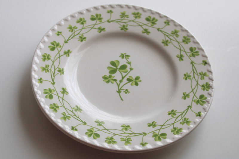Irish clover shamrocks ceramic salad plate, Kate Williams Global Design China