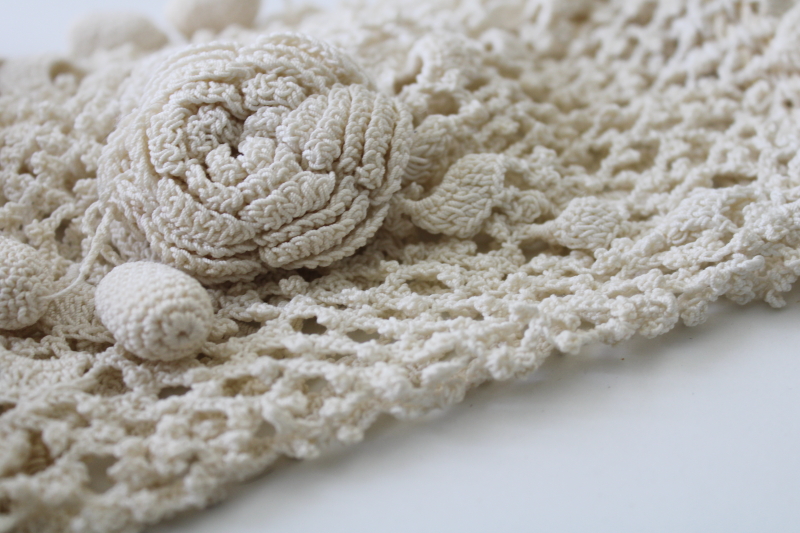 Irish crochet vintage cotton lace purse, tiny drawstring bag for brides wedding day hanky