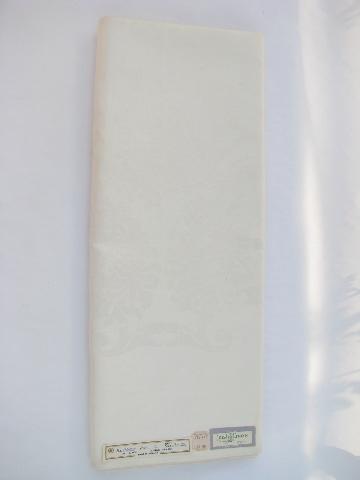 Irish linen double damask huge vintage tablecloth, mint condition w/ original label