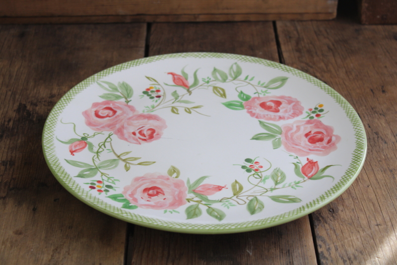 Isabelle de Borchgrave for Marshall Fields vintage hand painted ceramic cake plate