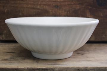 Italian ceramic all white fluted bowl, large salad or fruit bowl, rustic vintage farmhouse