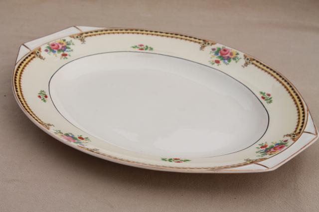 J & G Meakin Sol serving platters, English country cottage china pink roses floral border