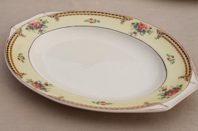 J & G Meakin Sol serving platters, English country cottage china pink roses floral border