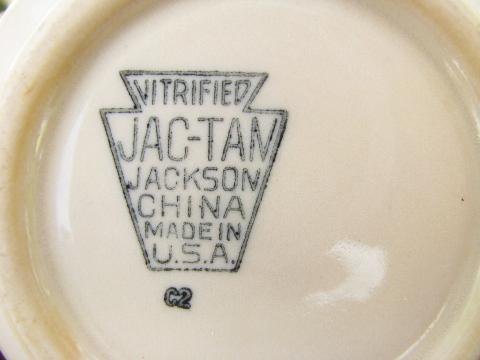 Jac-Tan adobe brown restaurant ironstone, custard cup bowls, vintage Jackson china