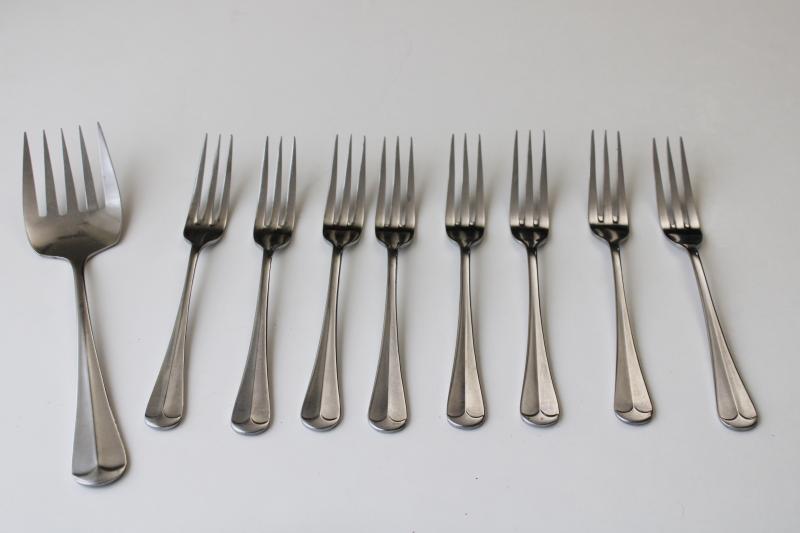 Jamestown stainess flatware, Oxford Hall Korea vintage colonial style fiddleback forks