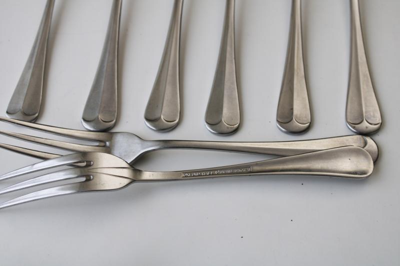 Jamestown stainess flatware, Oxford Hall Korea vintage colonial style fiddleback forks
