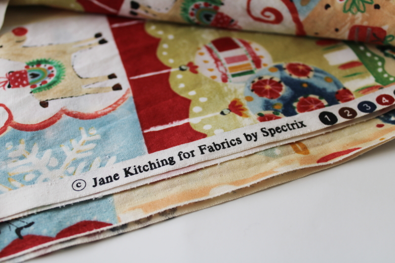 Jane Kitching Christmas patchwork print cotton fabric for quilting, holiday crafts