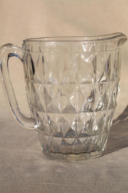 Jeannette Windsor pattern clear glass pitcher, vintage depression glass