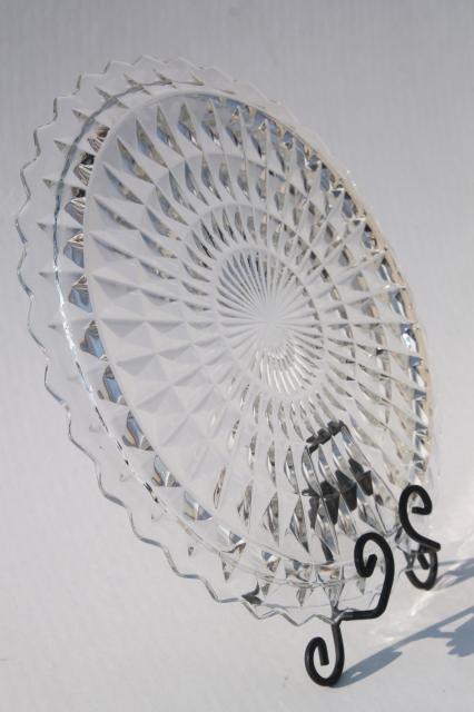 Jeannette Windsor pattern pressed glass serving plate, clear depression glass