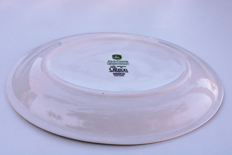 John Deere ceramic dinnerware, large oval platter or tray, vintage Gibson china