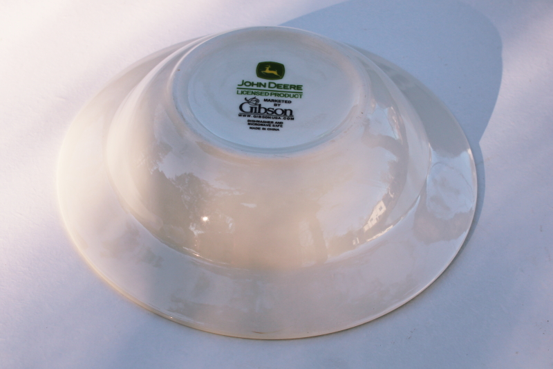 John Deere ceramic dinnerware large round vegetable bowl, vintage Gibson china