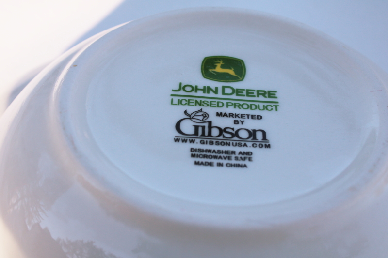 John Deere ceramic dinnerware large round vegetable bowl, vintage Gibson china