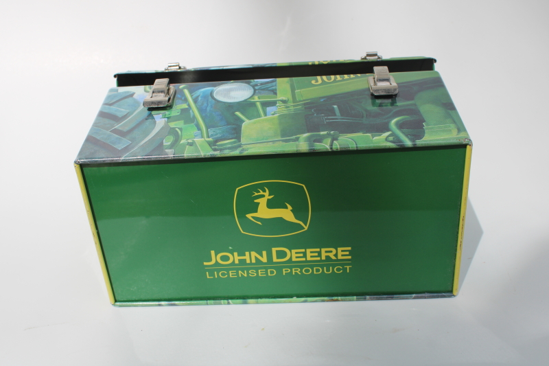 John Deere collectible metal lunch pail, old fashioned lunchbox