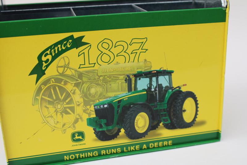 John Deere metal tool box tote storage caddy w/ JD 8330 tractor vintage 2006-2009 