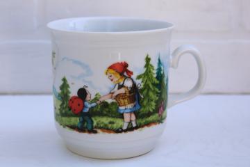 Kafer Munich souvenir cup, restaurant ware china mug w/ fairy tale ladybug children