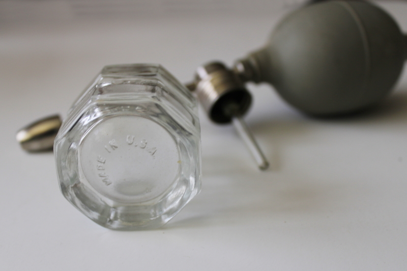 Kantleek atomizer vintage quack medicine Devilbiss style spray w/ embossed glass bottle