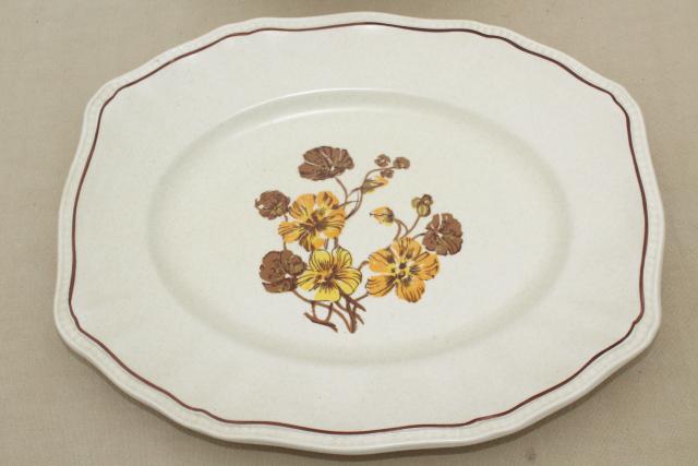 Kensington Staffordshire ironstone dinnerware, Sommerset w/ yellow pansies vintage china set