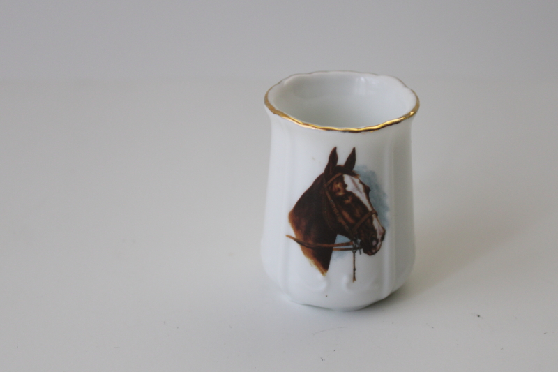 Kentucky Derby day souvenir, vintage china toothpick holder or mini vase w/ horse