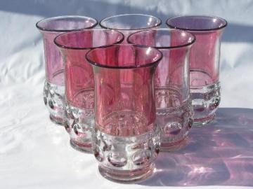 Vintage Heavy Pressed Glass Drinking Glasses Kings Crown Pattern