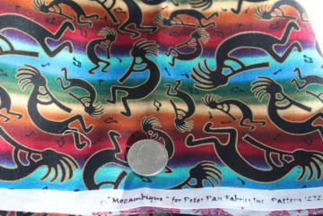 Kokopelli print quilting weight fabric vintage Peter Pan cotton Mozambique rainbow colors
