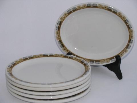 Kon-Tiki mod vintage Shenango china railroad or restaurant oval steak plates