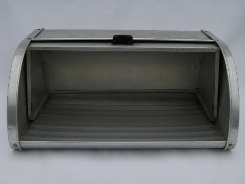 Kromex deco aluminum breadbox, go-along to spice jars & kitchen canister set