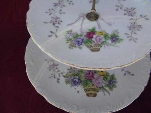 L&M mark Lipper & Mann Bristol Garden china, vintage two-tiered plate